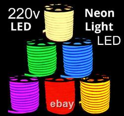 100M ROLL 220V RGB LED Neon Flex Rope Strip Light Waterproof Outdoor Lighting UK