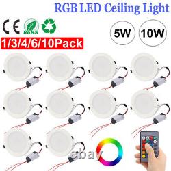 10W RGB LED Recessed Ceiling Lights Panel Downlight 16 Color Changing Spotlight