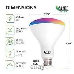 10 Pack BR30 Smart Flood Light Bulbs, Color Changing LED Recessed Wifi Bulb, 8W