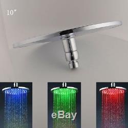 10 Round Temperature Sensor Changing Color LED Showerhead, Polished Chrome