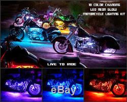 10pc 18 Color Changing Led Night Rod Special Motorcycle Led Strip Lighting Kit