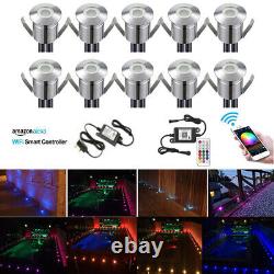 10x Smart WIFI 22mm LED Decking Lights RGB Colour Changing Kitchen Plinth Garden