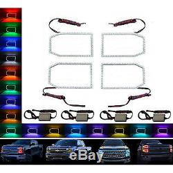 14-16 Chevy Silverado Multi-Color Changing LED RGB SMD Headlight Halo Ring Set