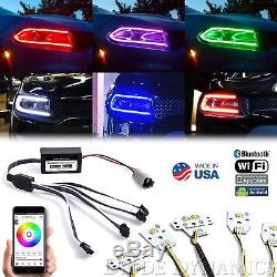 15-18 Dodge Charger RGBW LED Color Changing Headlight Accent DRL Bluetooth Set