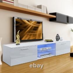 160CM High Gloss TV Unit Stand Cabinet LED Living Drawers Furniture Modern White