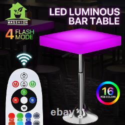 16 Color Changing Adjustable Height Square Style LED Light Up Bar Stool Table