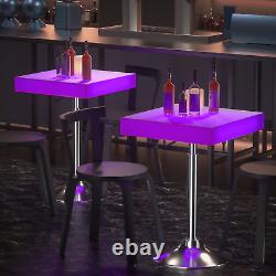 16 Color Changing Adjustable Height Square Style LED Light Up Bar Stool Table