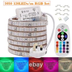 220V 240V RGB 5050 LED Strip Lights Waterproof Lamp Flexible Rope Tape Light UK