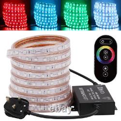 220V 5050 60LED indoor Outdoor LED Strip Lights Tape Flexible Waterproof+uk plug