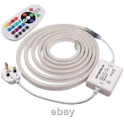 240V 220V Neon LED Strip Light RGB Flex Rope Waterproof Tape 5050 Remote Control