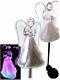 2x Solar Powered Angel With Frosted Skirt Garden Stake Color Change Led Light