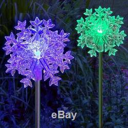 2X Solar Powered Snowflakes 3D Landscape Garden Stake Color Changing LED Light