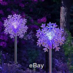 2X Solar Powered Snowflakes 3D Landscape Garden Stake Color Changing LED Light