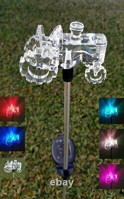 2X Solar Powered Tractor Landscape Garden Stake Color Changing LED Light