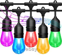 2-Pack 48FT String Lights Outdoor Sync with Music, LED RGB Color Changing Patio