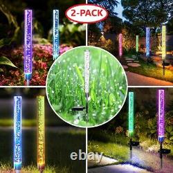 2-Pack Garden Solar Lights Outdoor Solar Acrylic Bubble RGB Color Changing Decor