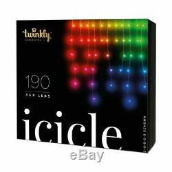 2 Sets Of Twinkly 190 LED Icicle Lights, Red / Green / Blue, L21.5m