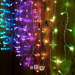 2 Sets Of Twinkly 190 LED Icicle Lights, Red / Green / Blue, L21.5m