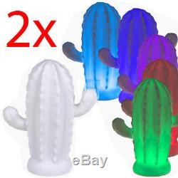 2 X Led Colour Changing Cactus Mood Light Table Lamp Lighting Bedroom Decor New