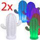 2 X Led Colour Changing Cactus Mood Light Table Lamp Lighting Bedroom Decor New