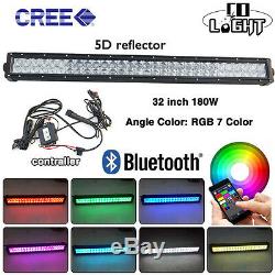 32inch Led light bar Multi color changing RGB halo ring+ 2pcs 18w Work light Bar