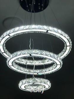 3 Ring Crystal Chandalier With Remote Controll And Colour Changing And Dimmable