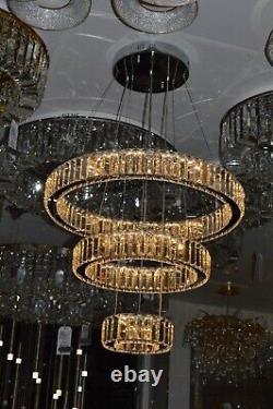 3 Rings Crystallic LED Chandelier Ceiling Light-Colour Changing Dimmable+Remote