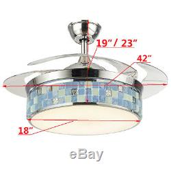 42'' 3 Model Retractable Chandelier Ceiling Fan LED Light 3 Color/Speed Change
