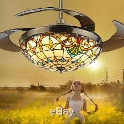 42 Ceiling Fan 4 Blades LED Ceiling Fan Light Remote Control 3 changing color