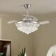 42 Ceiling Fan Light Led Crystal Chandelier Fan Lamp 3 Color Changing Withremote