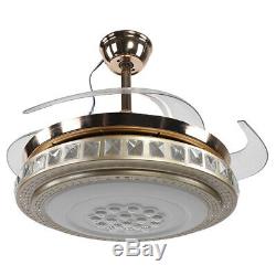 42 Crystal LED Ceiling Fan Color Changing Lights Chandelier & Remote Control UK