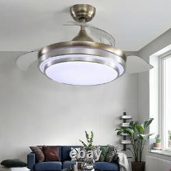 42 Inch Silent LED Ceiling Fan with 3-Color Changing Lights Remote Controlled UK