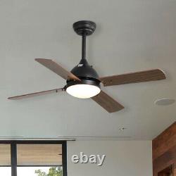 42 Inch Timed Ceiling Fan LED Lights Wooden 4 Blades 3 Speed with Remote Control