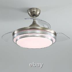 42 LED Ceiling Fan With 3 Color Light 4 Invisible Blades Remote Control 3 Speed