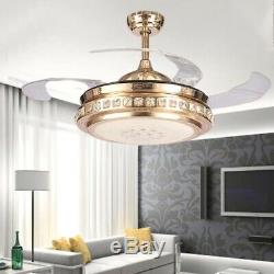42 Luxury Ceiling Fan LED Light Chandelier Lighting 4 Blades 3-Color Changing
