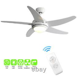 48Ceiling Fan With Dimmable LED Light 5 Blades Remote Control 3 Speed White