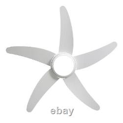 48Ceiling Fan With Dimmable LED Light 5 Blades Remote Control 3 Speed White
