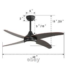 48 Ceiling Fan Light 4 Blades with Remote Control 3 Speed for Bedroom Living Room
