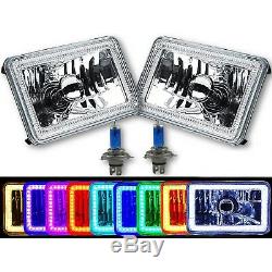 4X6 BLUETOOTH Color Change RGB SMD LED Halo Angel Eye Headlight Light Bulb Pair