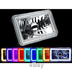 4X6 BLUETOOTH Color Change RGB SMD LED Halo Angel Eye Headlight Light Bulb Pair