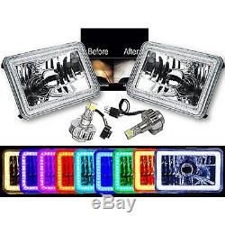 4X6 IR Color Change RGB SMD Halo Angel Eye Headlight 24W 6K LED Light Bulb Set