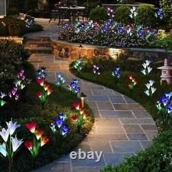 4 Pack 4 LED Solar Color Changing Lily Flower Light Garden Stake Yard Path Lamp