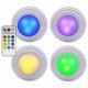 4 Pack Battery Operated Wireless Remote Control Colour Changing Led Push Lights