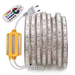5050 RGB LED Strip Flexible Rope Outdoor Lights+Waterproof Controller 220V 240V