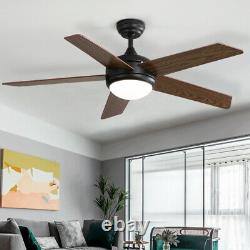 52 Vintage 5-Wood Blades Ceiling Fan with 3 Colors Light Remote Control/3 Speed