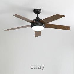 52 Vintage 5-Wood Blades Ceiling Fan with 3 Colors Light Remote Control/3 Speed