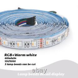 5-20m 12V RGB+Warm White LED Strip Light 5050 12mm IR Control Dimmable Adapter