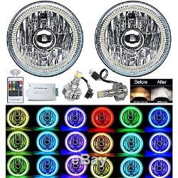 5-3/4 RF RGB COB Color Change Halo Angel Eye Shift Headlamp LED Headlights Pair