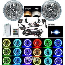 5-3/4 RF RGB COB LED Color Change Halo Shift Angel Eye 6000K HID Headlights Set