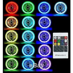 5-3/4 RF RGB COB Multi-Color Change Halo Angel Eye Shift H4 LED Headlights Pair